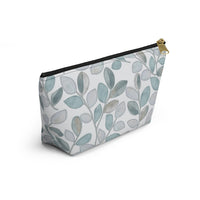 Cherry Plum Leaves Accessory Pouch w T-bottom in Aqua